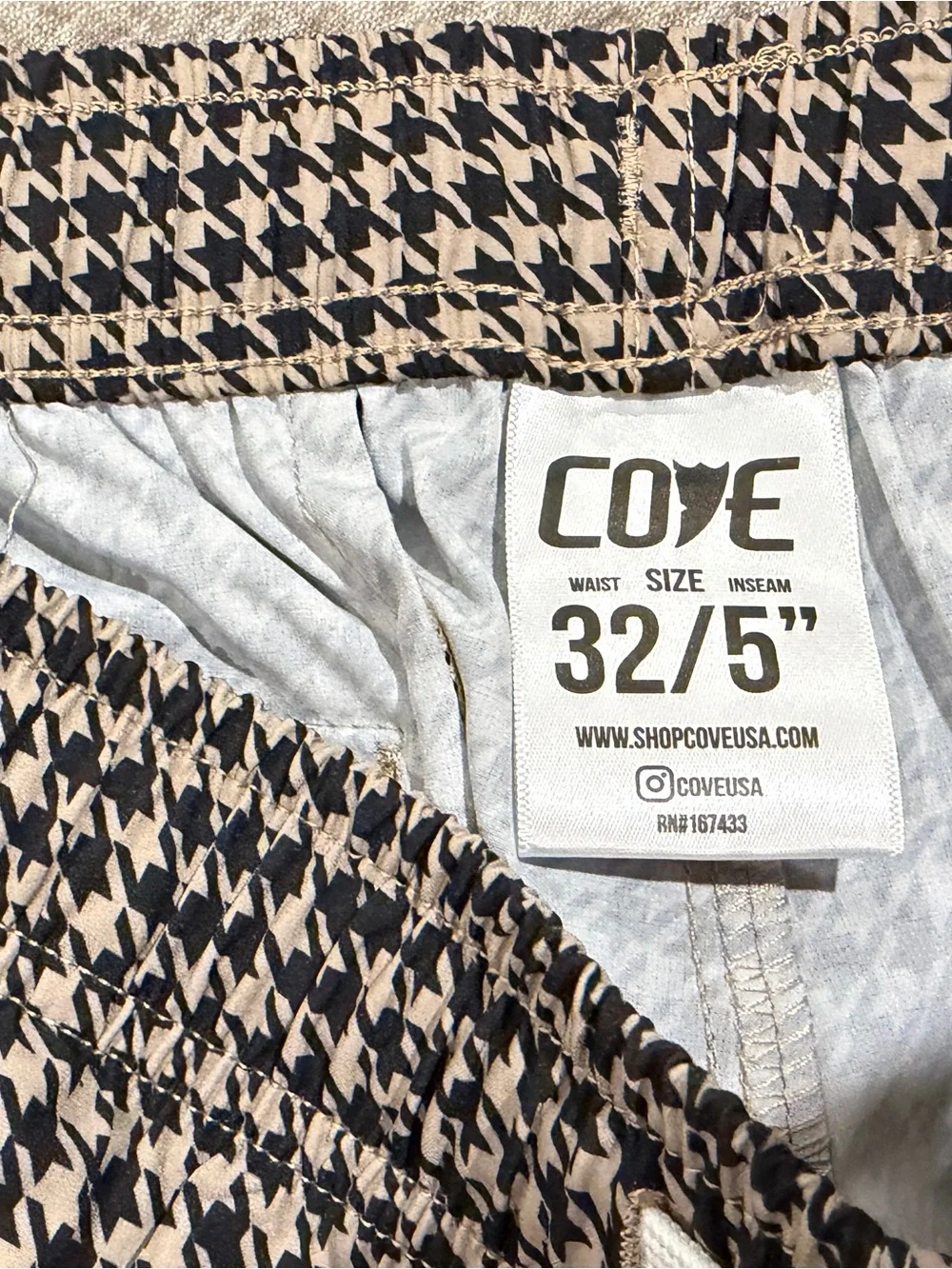 Cove Houndstooth Drawstring Athletic Shorts - Brown/Black